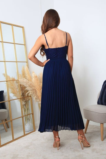 Strappy Pleated Lace Dress Double Second